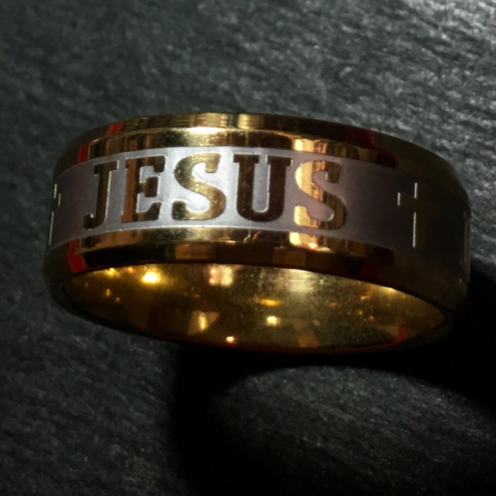 7.7mm size6,7,10,13Jesus Stainless Steel ring band